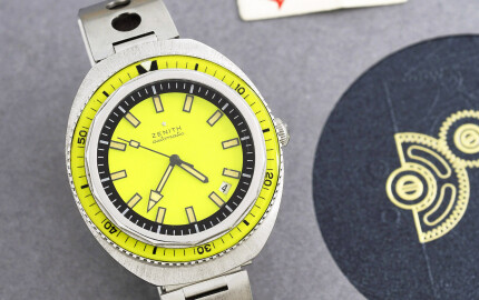 Zénith Diver Automatic Deep Sub Sea "Big Lemon", vers 1975 : une montre de plongée emblématique à cadran jaune citron. 