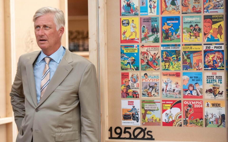  Le roi Philippe de Belgique lors d'une visite à l'exposition "Le Lombard, une entreprise familiale" au Centre belge de la bande dessinée à Bruxelles, le vendredi 8 septembre 2023. 
